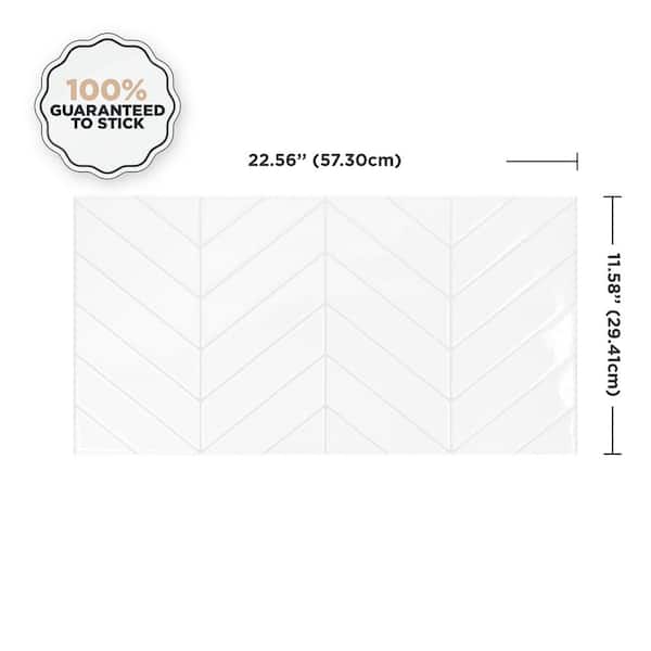 Blok Chevron White 22.56 in. x 11.58 in. Vinyl Peel and Stick Tile (3.57 sq. ft./2-pack)