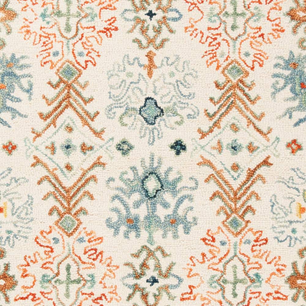 Handmade Rustic-Chic Blue Floral Wool Area Rug - 6' x 9'