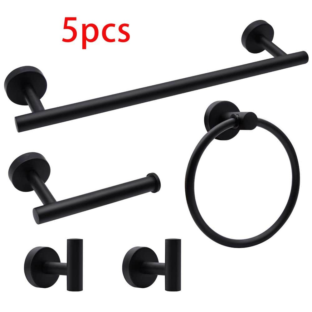 Round 5 -Piece Bath Hardware Set with Mounting Hardware in Matte Black price history on PriceWatchPro
