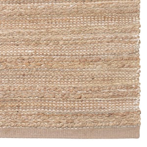 Cream/Ivory 5 ft. x 7 ft. 9 in. Area Rug Jute Blend Striped LR03302