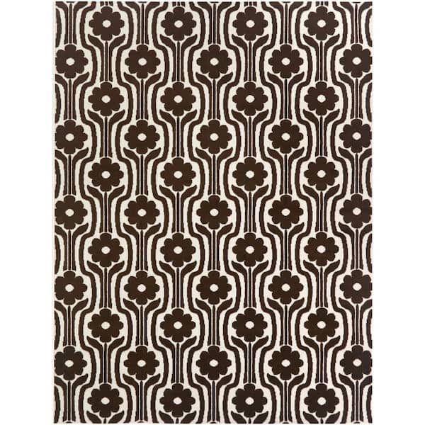 Cartellier Chocolate 7 ft. 10 in. x 10 ft. Retro Floral Area Rug