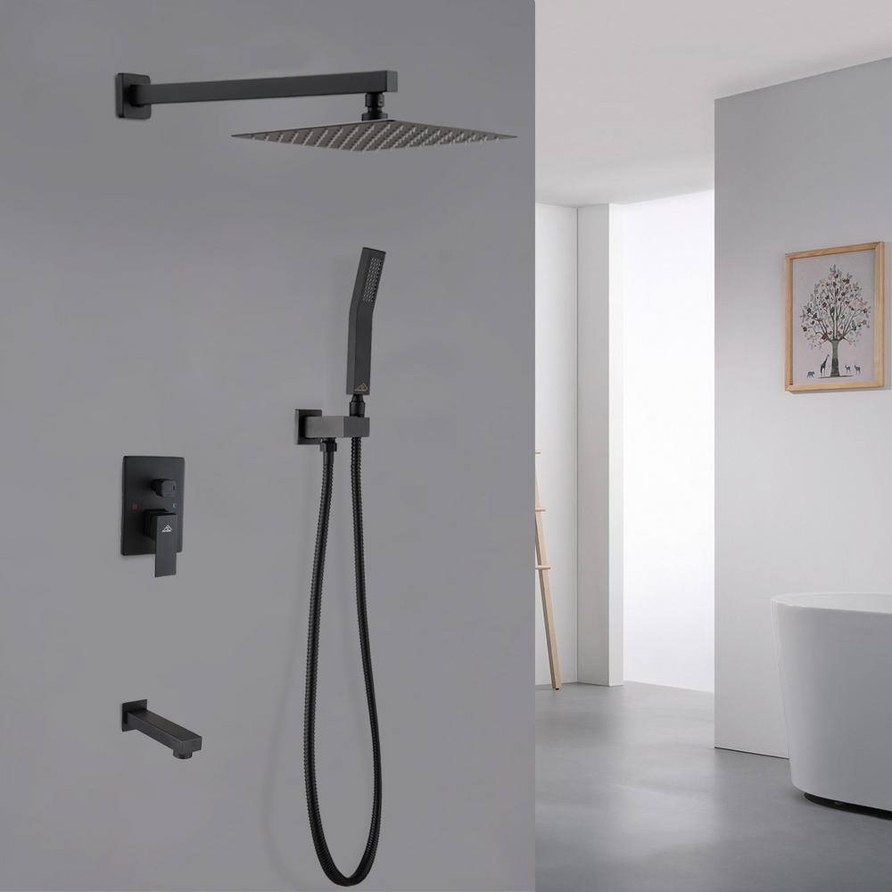 Matte Black Multi-Head Rain Shower System with Handheld