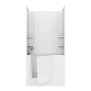 Rampart 4 ft. Walk-in Whirlpool Bathtub with Flat Easy Up Adhesive Wall Surround in White