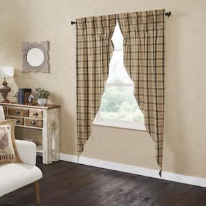 Cider Mill 36 in. W x 84 in. L Light Filtering Rod Pocket Prairie Window Panel in Khaki Forest Green Brown Pair