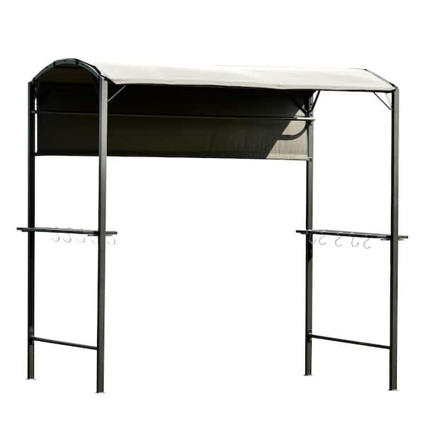 Utopia 4niture Donald 7.15 ft. W x 4.5 ft. L x 6.79 ft. H Steel Grill Gazebo with Side Awning and Bar Counters
