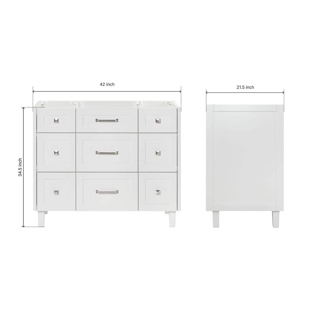 Monroe 42" White Wood Freestanding Bath Vanity Cabinet