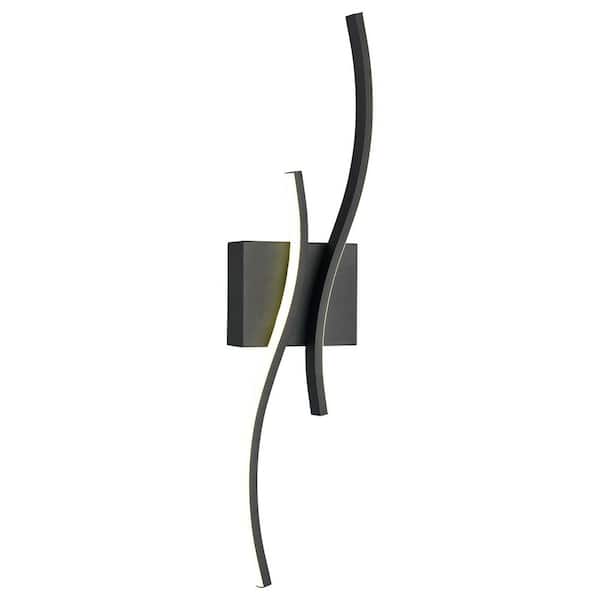BIBIVIS 24 in. 2-Light Black Modern LED Sconce Wall Lighting, Minimalist Industrial Wall Sconce Cordless Light for Bathroom