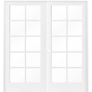 72 in. x 80 in. Craftsman Shaker 10-Lite Right Handed MDF Solid Core Double Prehung French Door