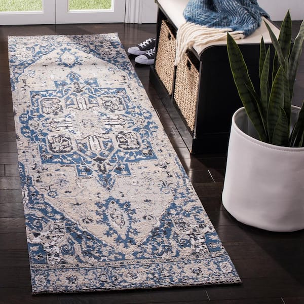 Classic Vintage Blue 2 ft. x 8 ft. Global Runner Rug