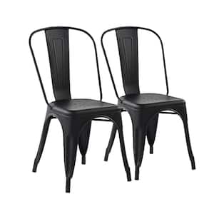 Kricox Black Metal Tolix Style Stackable Side Chairs (Set of 2)