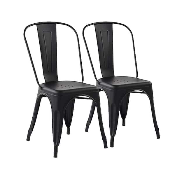 Homy Casa Kricox Black Metal Tolix Style Stackable Side Chairs (Set of 2)