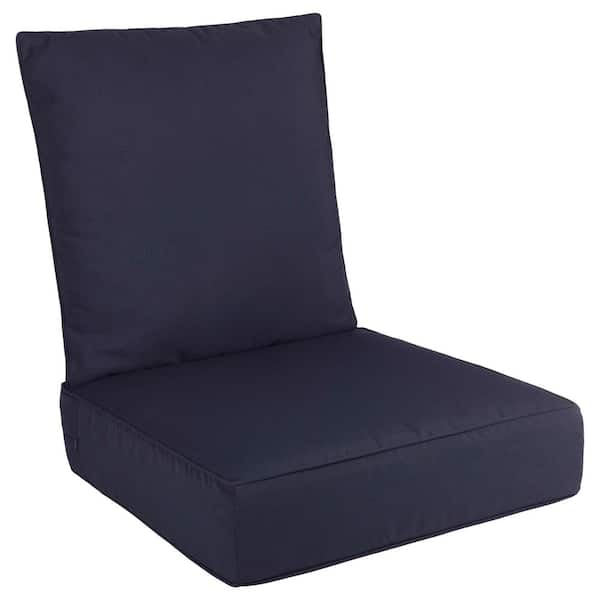 Pure Garden 24 x 24 Navy Outdoor Dining Chair Cushions with Sun and Water-Resistant Removable Covers