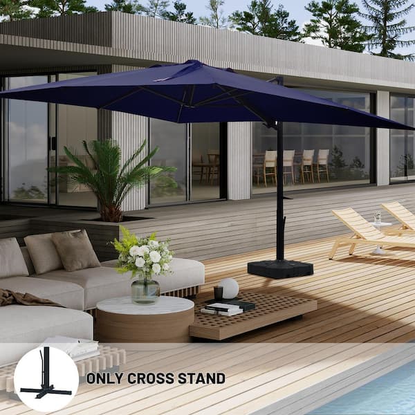 Boyel Living 10x10 ft. 360°Rotation Square Outdoor Cantilever Patio Umbrella in Navy Blue