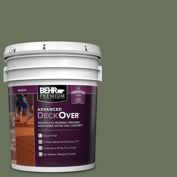 BEHR Premium Advanced DeckOver 5 gal. #SC-126 Woodland Green Smooth Solid Color Exterior Wood and Concrete Coating