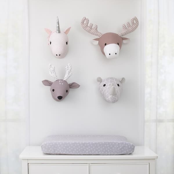 NoJo Taupe and White Deer Plush Head Wall Decor 4089190P - The Home Depot
