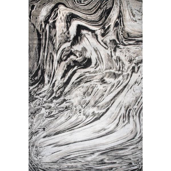 nuLOOM Drea Marble Gray 9 ft. x 12 ft. Abstract Indoor Area Rug