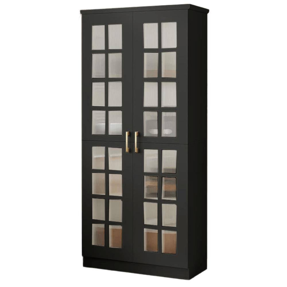 71 in. H x 31.5 in. W Black Engineered Wood Shoe Storage Cabinet, 8-Tier Shoe Organizer Entryway Shoe Rack with Doors