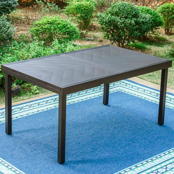 PHI VILLA 9-Piece Metal Outdoor Dining Set with Extensible