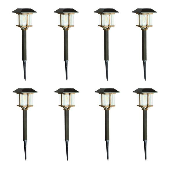 Hampton Bay 10 Lumens 2-Tone Solar Bronze and Warm Wood LED Landscape ...