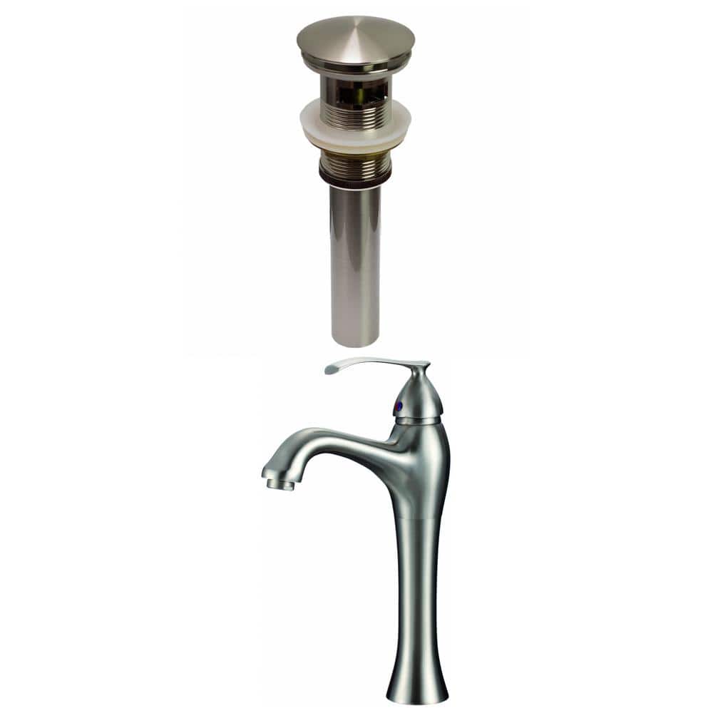 Katrina Single Handle Vessel Sink Faucet with Pop-Up Drain in Brushed Nicke