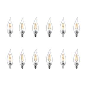 40-Watt Equivalent B11 Dimmable Warm Glow Dimming Effect Bent Tip E12 Candle LED Light Bulb Soft White (2700K) (12-Pack)
