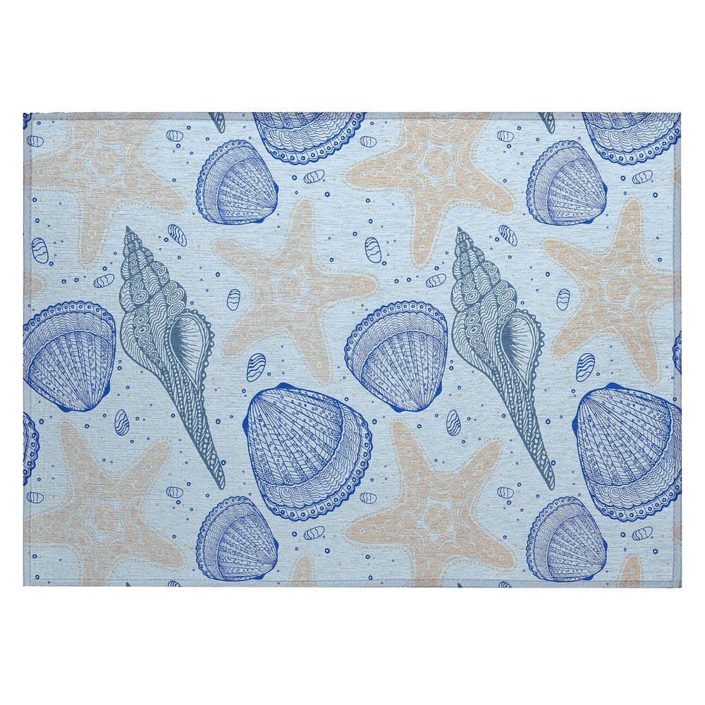 Surfside Blue 1 ft. 8 in. x 2 ft. 6 in. Geometric Indoor/Outdoor Area Rug