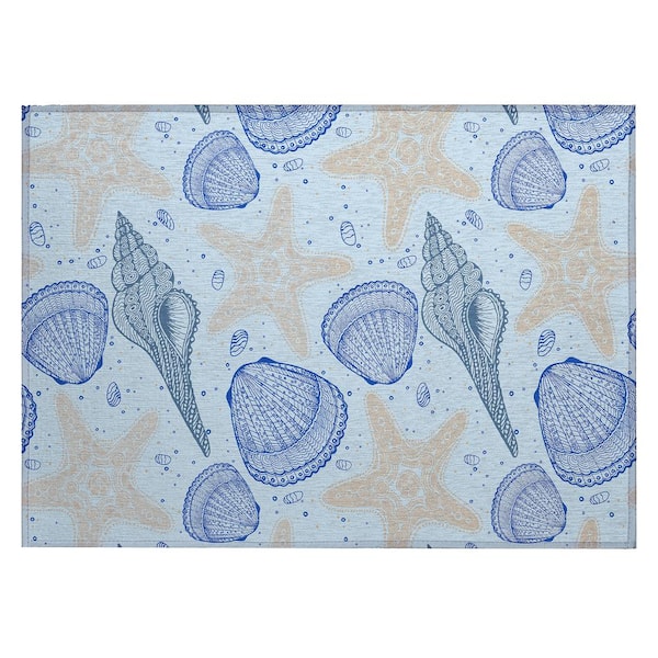 Addison Rugs Surfside Blue 1 ft. 8 in. x 2 ft. 6 in. Geometric Indoor/Outdoor Area Rug
