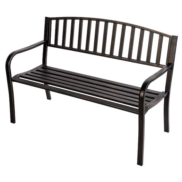 Dovelina 50 in. Metal Outdoor Garden Bench Patio Garden Bench Vertical Bar in Antique Bronze