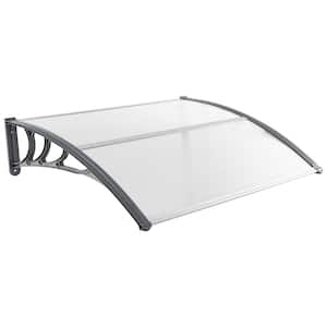 48 in. x 40 in. Polycarbonate Outdoor Front Door Window Awning Door Canopy Exterior in Gray