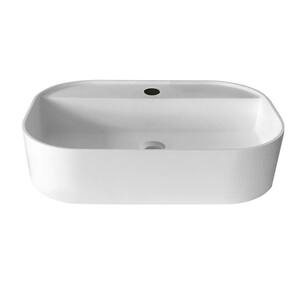 24 in . Rectangular Bathroom Sink in White Solid Surface
