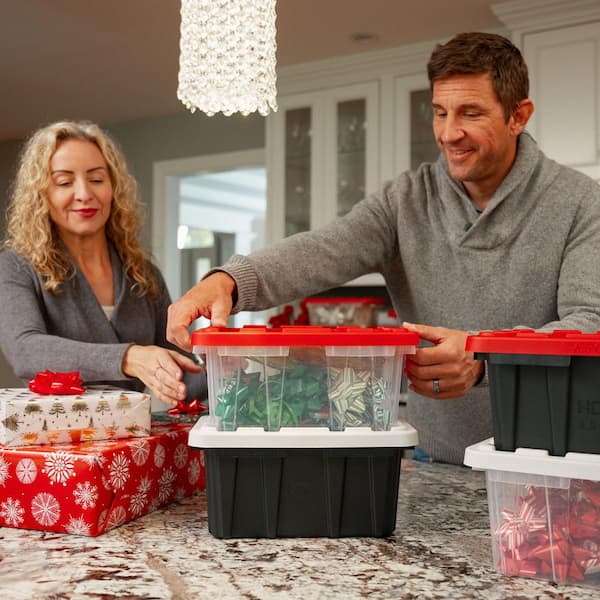 HDX 6.5-Qt Tough Storage Tote in Clear with Red Lid 999-6QT-C-HDX