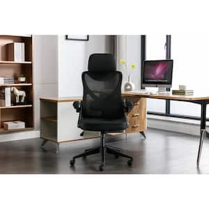 Matthew Mesh High Back Adjustable Headrest with Lumbar Back Support, Ergonomic Computer Task Chair in Black with Arms