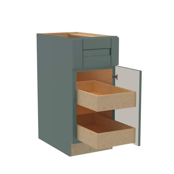 Washington 18 in. W x 24 in. D x 34.5 in. H Assembled Plywood Base Kitchen Cabinet in Green with Soft Close Door RH