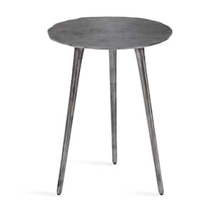 Sancia 15.50 in. Silver Round Metal Modern End Table
