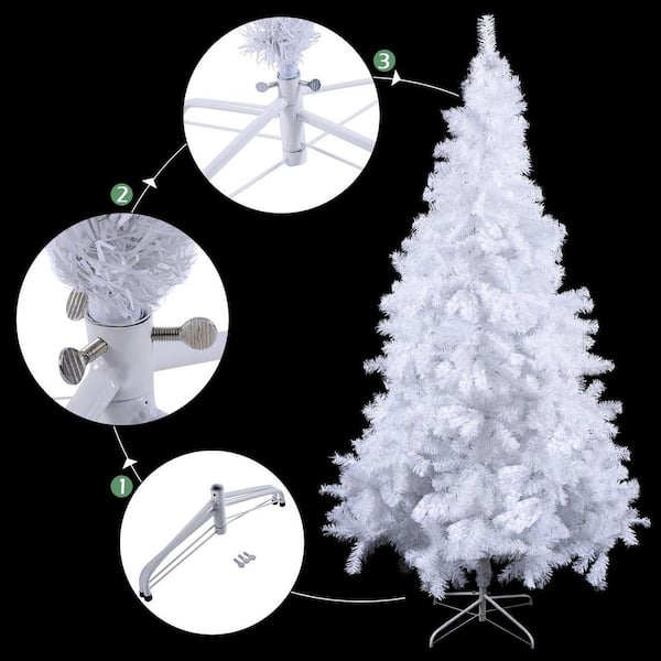 6ft 845 Branches Hanging Tree Structure PVC Material White Round Head 300  Lights Cool Color 8 Modes With Remote Control Christmas Tree