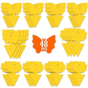 48-Pieces Lemon Yellow Fruit Fly Sticky Traps, Fungus Gnat Traps Insect Trap for Plants Kitchen Indoor and Outdoor