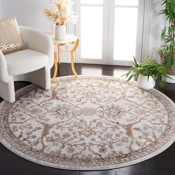 Palma 7 ft. x 7 ft. Beige/Brown Oriental Round Rug