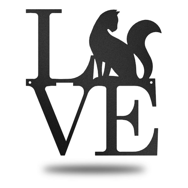 REDLINE STEEL Cat Love Family Pets Animal Metal Black Wall Art Decorative Sign