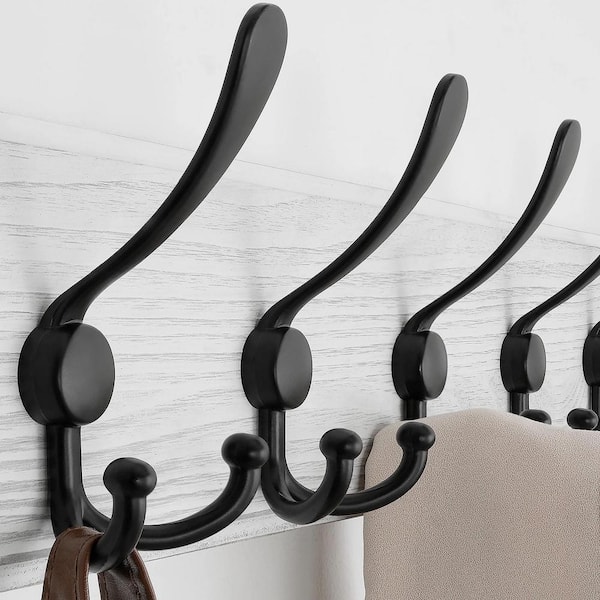 Angel Sar White and Black Long Farmhouse Wood Coat Rack
