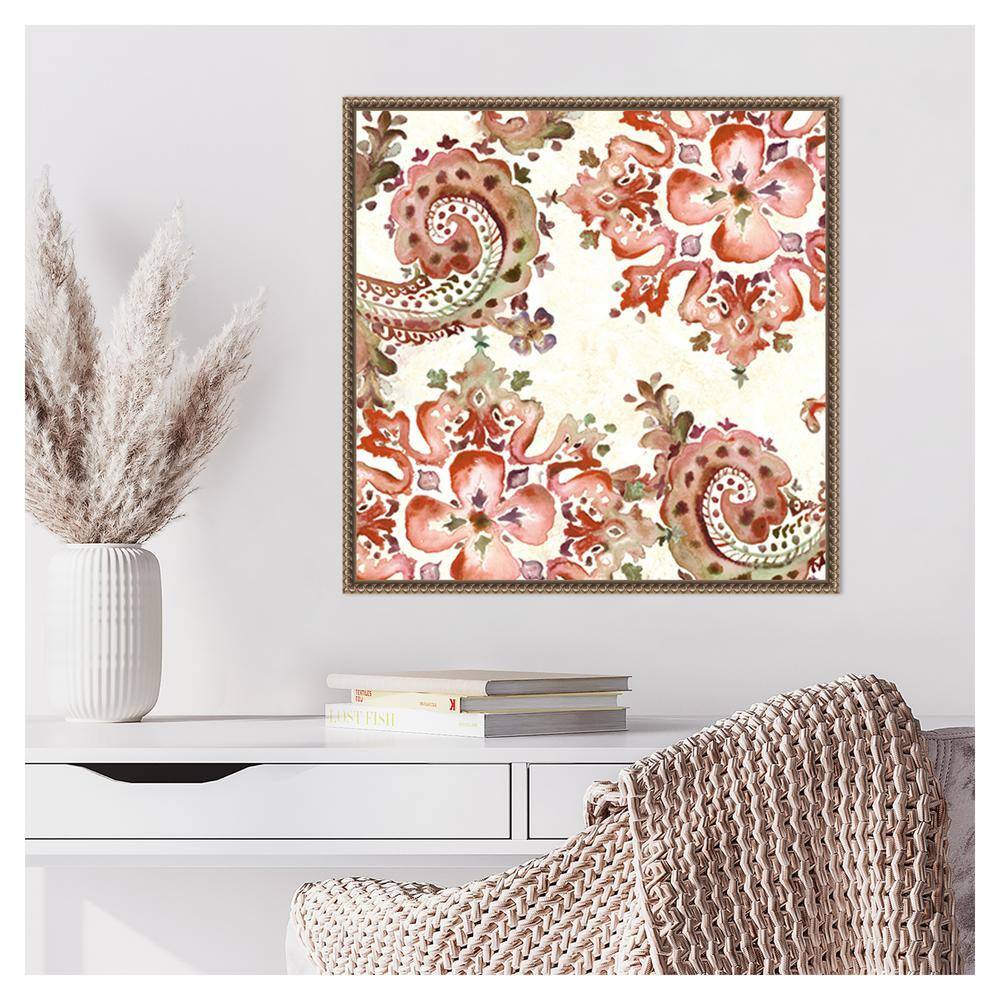 22"x22" Artisan Medallion Pattern II Bronze Framed Canvas Wall Art
