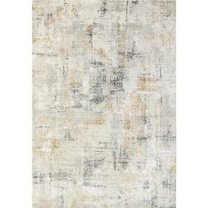 Quartz Ivory/Slate 5 ft. 3 in. x 7 ft. 7 in. Transitional Polyester Area Rug