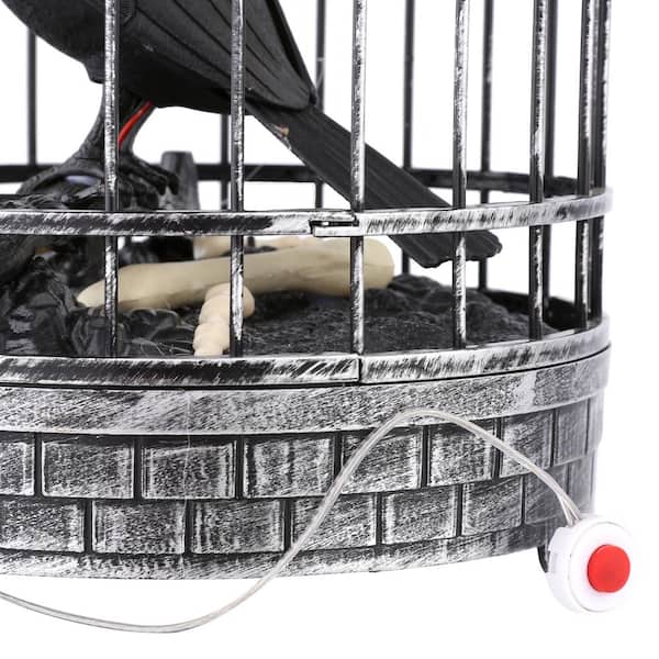 Home Accents Holiday - 10 in. Animated Talking Raven in Cage with LED Illumination