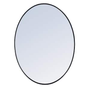 Timeless Home 40 in. W x 30 in. H x Contemporary Metal Framed Oval Black Mirror
