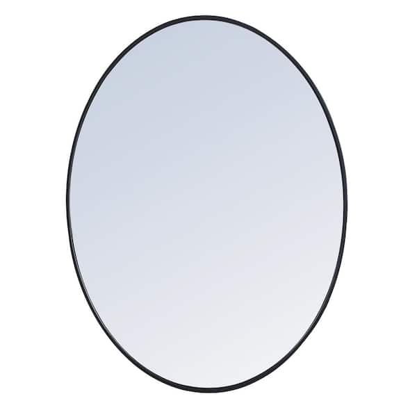 Unbranded Timeless Home 40 in. W x 30 in. H x Contemporary Metal Framed Oval Black Mirror