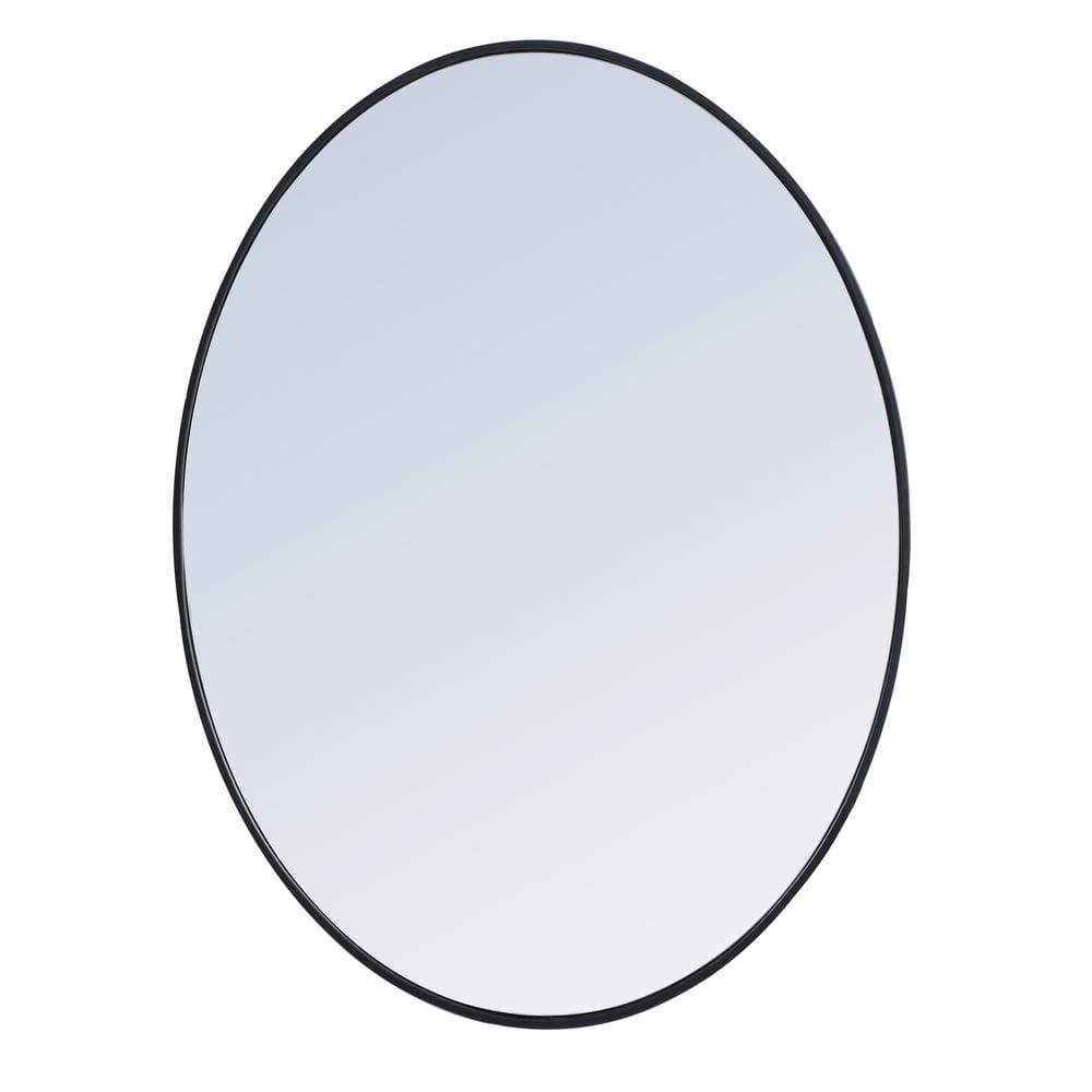 Medium Oval Black Modern Mirror (30 in. H x 40 in. W)
