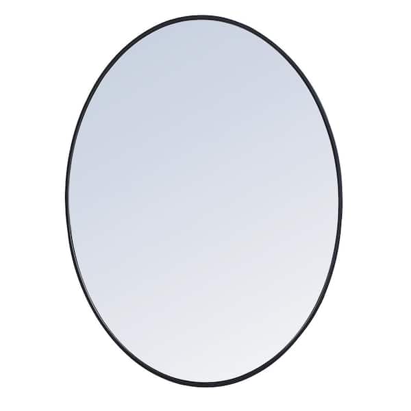 Unbranded Medium Oval Black Modern Mirror (30 in. H x 40 in. W)