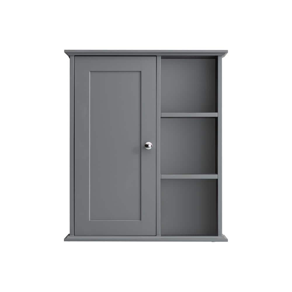 23.6 in. W x 7 in. D x 27.6 in. H Bathroom Storage Wall Cabinet in Gray with 3-Tier Open Shelves price history on PriceWatchPro