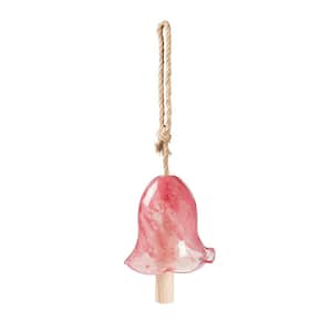 7 in. Art Glass Speckle Pink Floral Shaped Bell Chime