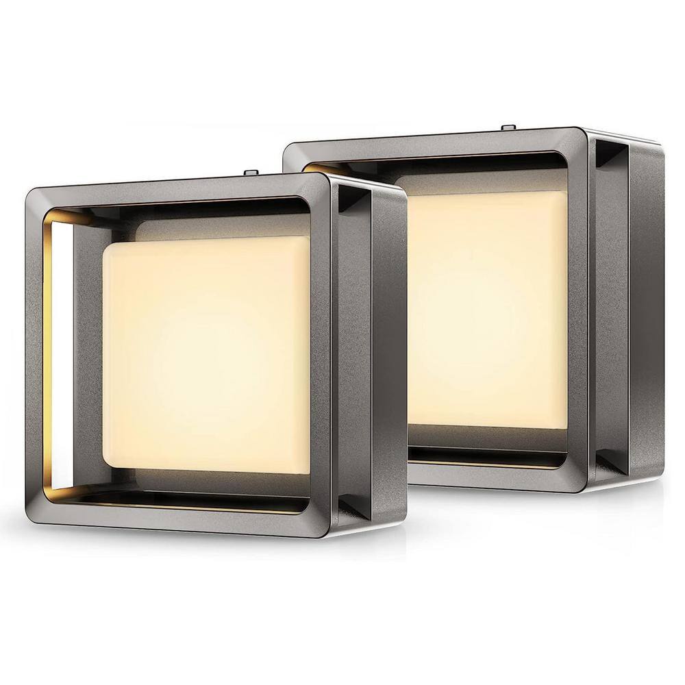 YANSUN 1Watt Brushed Nickel PlugIn Dusk to Dawn Sensor Integrated LED Night Light, 3000K Warm