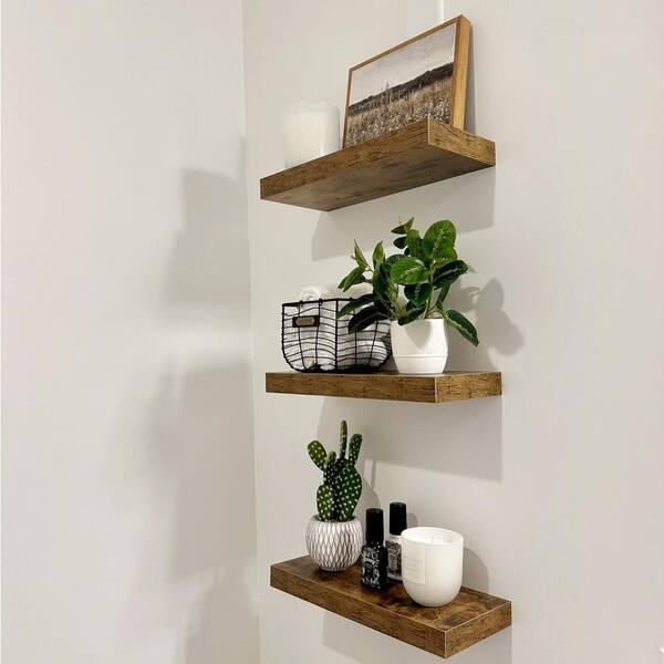 15.7 in. W x 6.7 in. D Rustic Brown ​Floating Decorative Wall